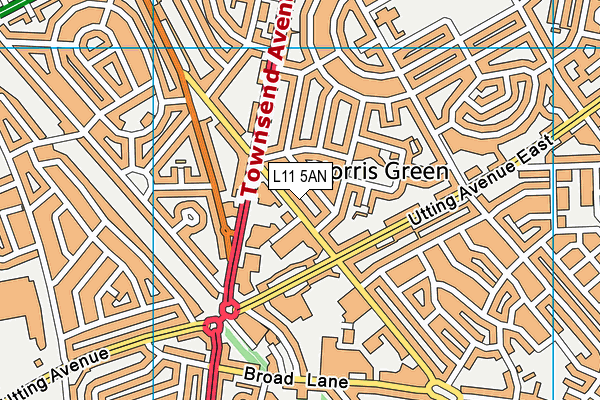 L11 5AN map - OS VectorMap District (Ordnance Survey)