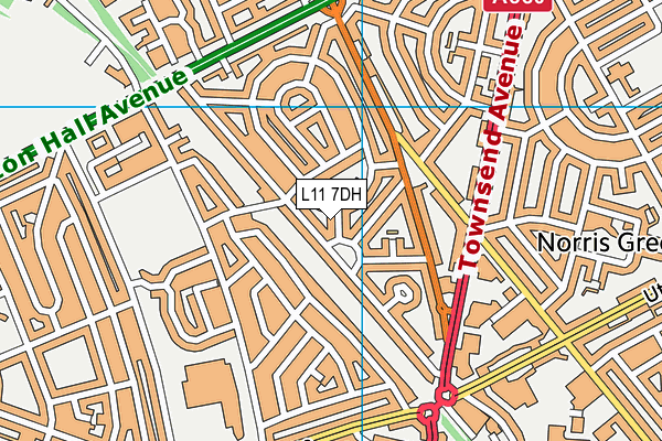 L11 7DH map - OS VectorMap District (Ordnance Survey) L11 7DH map - OS VectorMap District (Ordnance Survey)