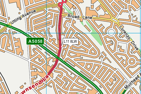 L11 8LW map - OS VectorMap District (Ordnance Survey) L11 8LW map - OS VectorMap District (Ordnance Survey)