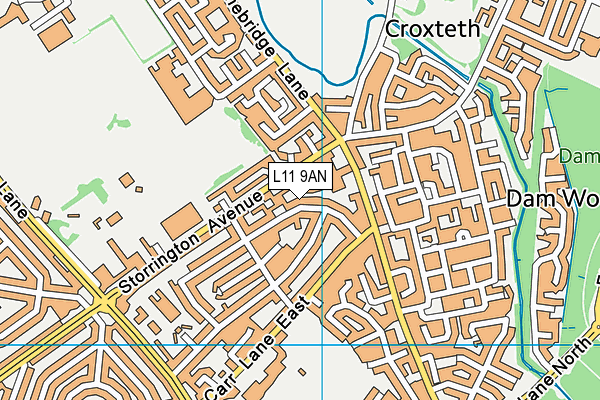 L11 9AN map - OS VectorMap District (Ordnance Survey) L11 9AN map - OS VectorMap District (Ordnance Survey)
