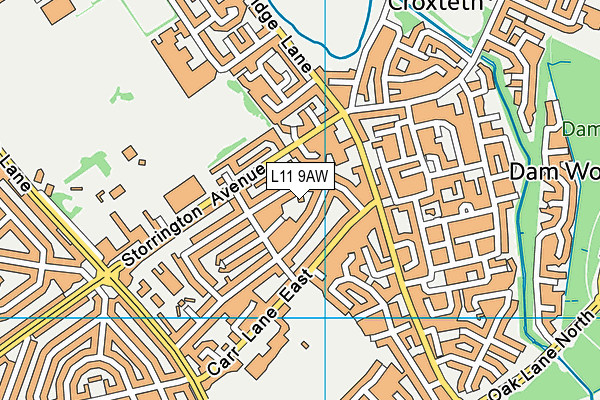 L11 9AW map - OS VectorMap District (Ordnance Survey) L11 9AW map - OS VectorMap District (Ordnance Survey)