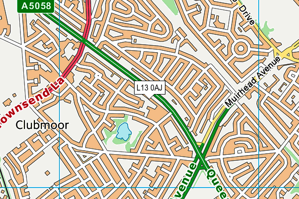 L13 0AJ map - OS VectorMap District (Ordnance Survey) L13 0AJ map - OS VectorMap District (Ordnance Survey)