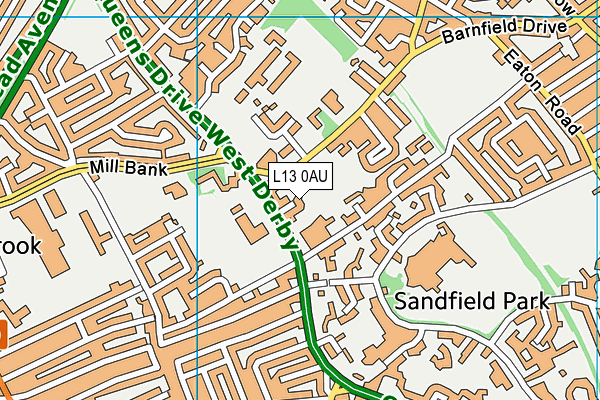 L13 0AU map - OS VectorMap District (Ordnance Survey) L13 0AU map - OS VectorMap District (Ordnance Survey)