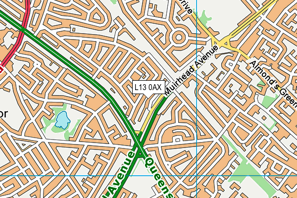 L13 0AX map - OS VectorMap District (Ordnance Survey) L13 0AX map - OS VectorMap District (Ordnance Survey)