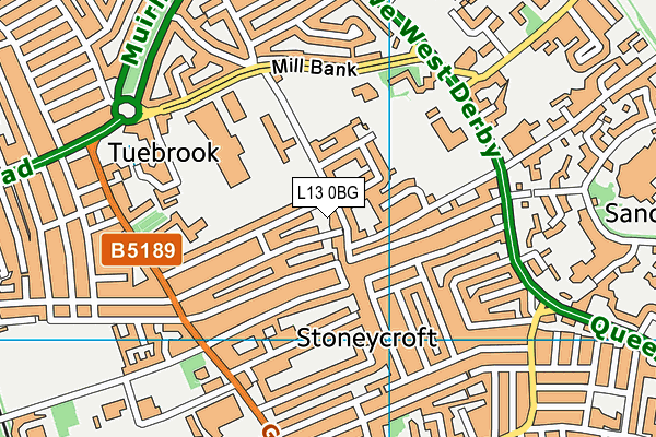 L13 0BG map - OS VectorMap District (Ordnance Survey)