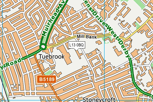 L13 0BQ map - OS VectorMap District (Ordnance Survey) L13 0BQ map - OS VectorMap District (Ordnance Survey)