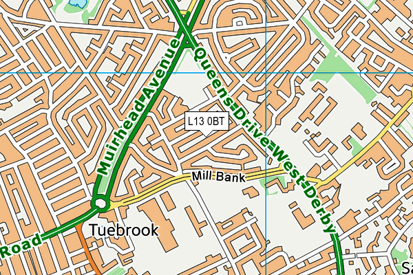 L13 0BT map - OS VectorMap District (Ordnance Survey)