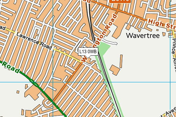 L13 0WB map - OS VectorMap District (Ordnance Survey) L13 0WB map - OS VectorMap District (Ordnance Survey)