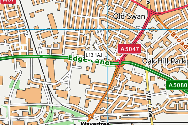 L13 1AJ map - OS VectorMap District (Ordnance Survey) L13 1AJ map - OS VectorMap District (Ordnance Survey)