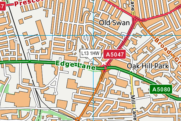 L13 1HW map - OS VectorMap District (Ordnance Survey)