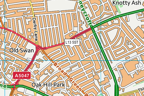 L13 5ST map - OS VectorMap District (Ordnance Survey) L13 5ST map - OS VectorMap District (Ordnance Survey)