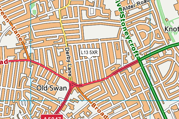 L13 5XR map - OS VectorMap District (Ordnance Survey) L13 5XR map - OS VectorMap District (Ordnance Survey)