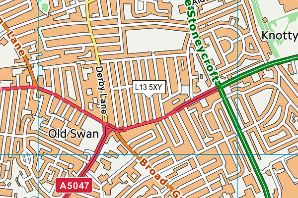 L13 5XY map - OS VectorMap District (Ordnance Survey)