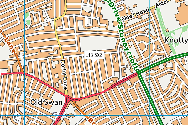 L13 5XZ map - OS VectorMap District (Ordnance Survey) L13 5XZ map - OS VectorMap District (Ordnance Survey)