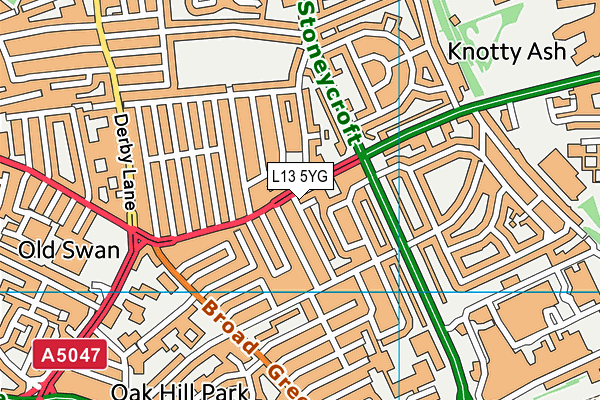 L13 5YG map - OS VectorMap District (Ordnance Survey) L13 5YG map - OS VectorMap District (Ordnance Survey)