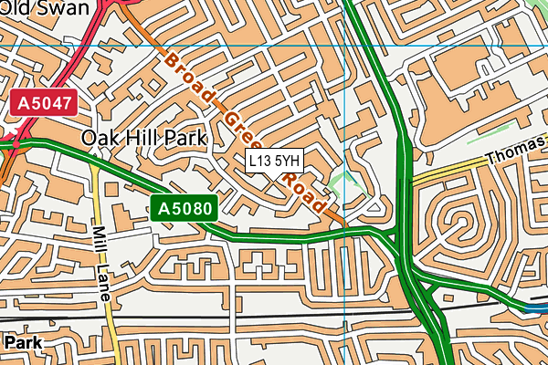L13 5YH map - OS VectorMap District (Ordnance Survey) L13 5YH map - OS VectorMap District (Ordnance Survey)
