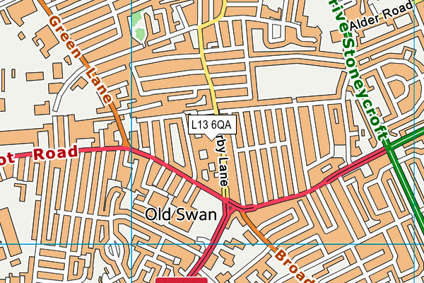 L13 6QA map - OS VectorMap District (Ordnance Survey)
