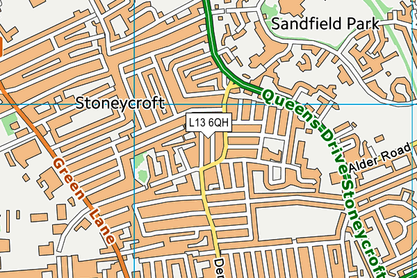 L13 6QH map - OS VectorMap District (Ordnance Survey)