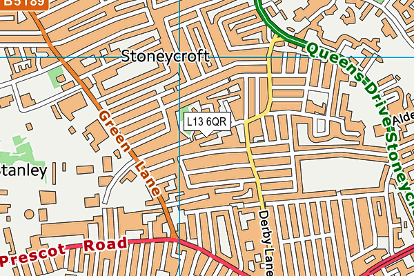 L13 6QR map - OS VectorMap District (Ordnance Survey)