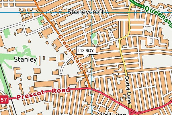 L13 6QY map - OS VectorMap District (Ordnance Survey)
