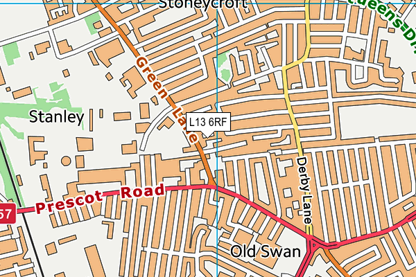 L13 6RF map - OS VectorMap District (Ordnance Survey) L13 6RF map - OS VectorMap District (Ordnance Survey)