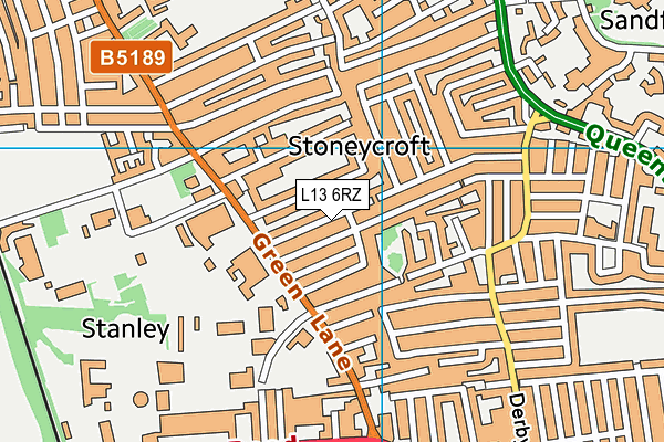 L13 6RZ map - OS VectorMap District (Ordnance Survey) L13 6RZ map - OS VectorMap District (Ordnance Survey)