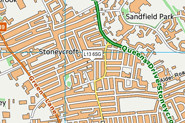 L13 6SG map - OS VectorMap District (Ordnance Survey)