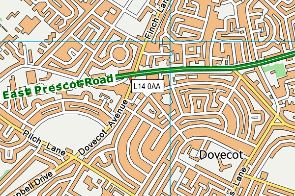 L14 0AA map - OS VectorMap District (Ordnance Survey) L14 0AA map - OS VectorMap District (Ordnance Survey)