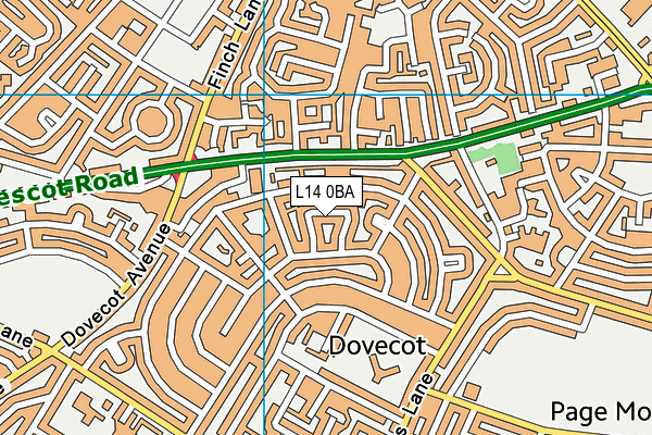 L14 0BA map - OS VectorMap District (Ordnance Survey) L14 0BA map - OS VectorMap District (Ordnance Survey)