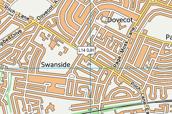 L14 0JH map - OS VectorMap District (Ordnance Survey) L14 0JH map - OS VectorMap District (Ordnance Survey)