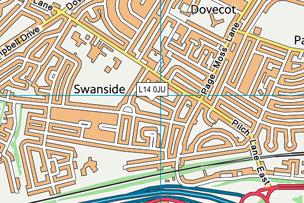 L14 0JU map - OS VectorMap District (Ordnance Survey) L14 0JU map - OS VectorMap District (Ordnance Survey)