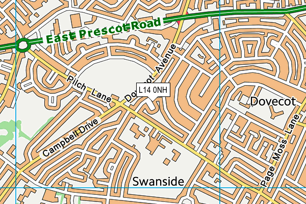 L14 0NH map - OS VectorMap District (Ordnance Survey) L14 0NH map - OS VectorMap District (Ordnance Survey)