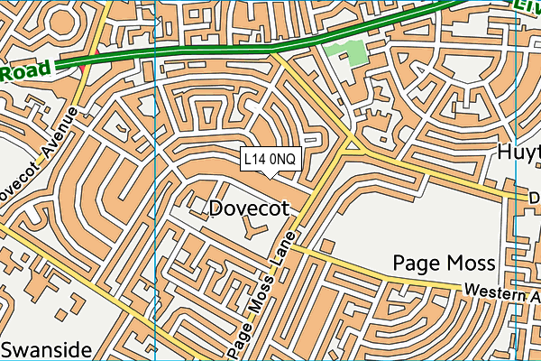 L14 0NQ map - OS VectorMap District (Ordnance Survey) L14 0NQ map - OS VectorMap District (Ordnance Survey)