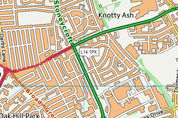 L14 1PX map - OS VectorMap District (Ordnance Survey) L14 1PX map - OS VectorMap District (Ordnance Survey)
