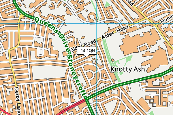L14 1QN map - OS VectorMap District (Ordnance Survey) L14 1QN map - OS VectorMap District (Ordnance Survey)