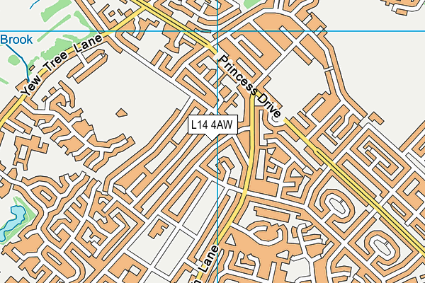 L14 4AW map - OS VectorMap District (Ordnance Survey) L14 4AW map - OS VectorMap District (Ordnance Survey)