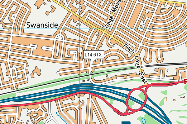 L14 6TX map - OS VectorMap District (Ordnance Survey) L14 6TX map - OS VectorMap District (Ordnance Survey)