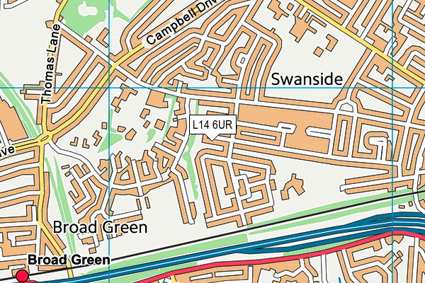 L14 6UR map - OS VectorMap District (Ordnance Survey) L14 6UR map - OS VectorMap District (Ordnance Survey)