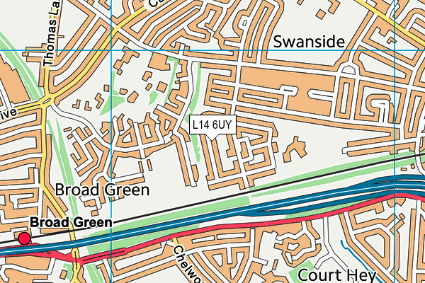 L14 6UY map - OS VectorMap District (Ordnance Survey) L14 6UY map - OS VectorMap District (Ordnance Survey)