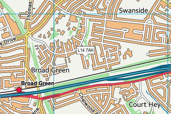L14 7AH map - OS VectorMap District (Ordnance Survey) L14 7AH map - OS VectorMap District (Ordnance Survey)