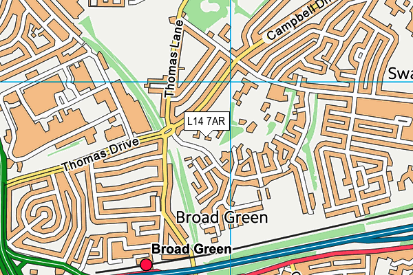 L14 7AR map - OS VectorMap District (Ordnance Survey) L14 7AR map - OS VectorMap District (Ordnance Survey)