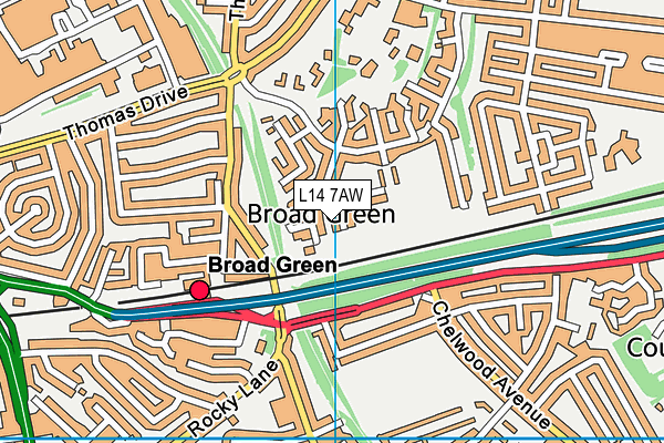 L14 7AW map - OS VectorMap District (Ordnance Survey) L14 7AW map - OS VectorMap District (Ordnance Survey)