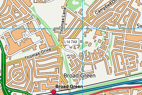 L14 7AX map - OS VectorMap District (Ordnance Survey) L14 7AX map - OS VectorMap District (Ordnance Survey)