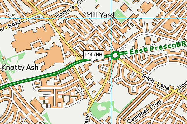 L14 7NH map - OS VectorMap District (Ordnance Survey) L14 7NH map - OS VectorMap District (Ordnance Survey)