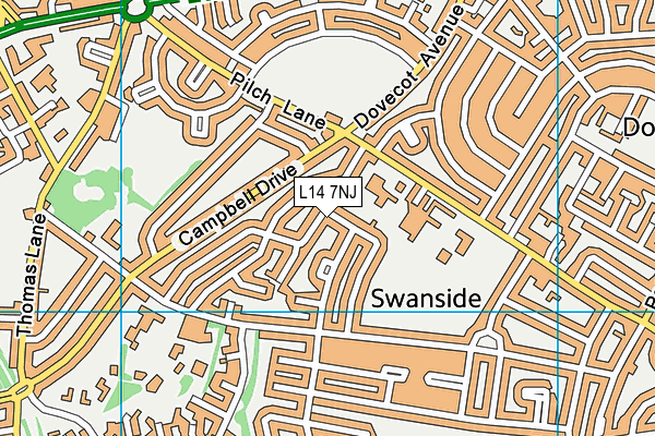L14 7NJ map - OS VectorMap District (Ordnance Survey) L14 7NJ map - OS VectorMap District (Ordnance Survey)