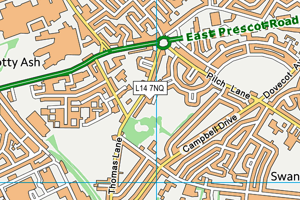 L14 7NQ map - OS VectorMap District (Ordnance Survey) L14 7NQ map - OS VectorMap District (Ordnance Survey)