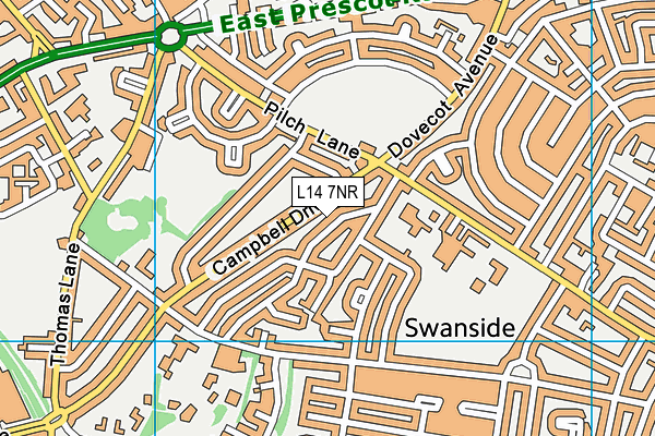 L14 7NR map - OS VectorMap District (Ordnance Survey) L14 7NR map - OS VectorMap District (Ordnance Survey)