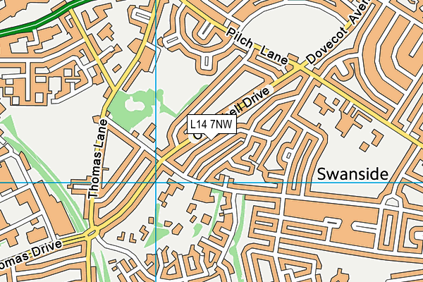 L14 7NW map - OS VectorMap District (Ordnance Survey) L14 7NW map - OS VectorMap District (Ordnance Survey)
