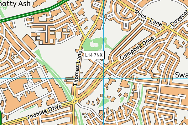 L14 7NX map - OS VectorMap District (Ordnance Survey) L14 7NX map - OS VectorMap District (Ordnance Survey)