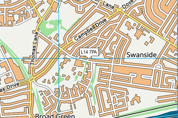 L14 7PA map - OS VectorMap District (Ordnance Survey) L14 7PA map - OS VectorMap District (Ordnance Survey)
